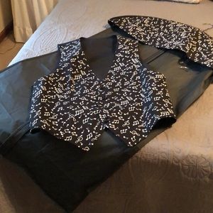 Hand made music vest and matching garment bag with over storage compartment.